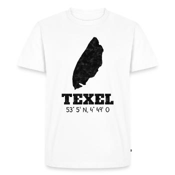 Coordonnées de Texel Pays-Bas Hollande - T-shirt Premium bio Homme - blanc - Devant - Nico (187cm)