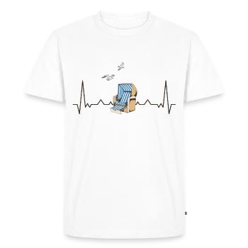 Strandkorb Herzschlag Plage Mer Baltique Mer du Nord - T-shirt Premium bio Homme - blanc - Devant - Nico (187cm)