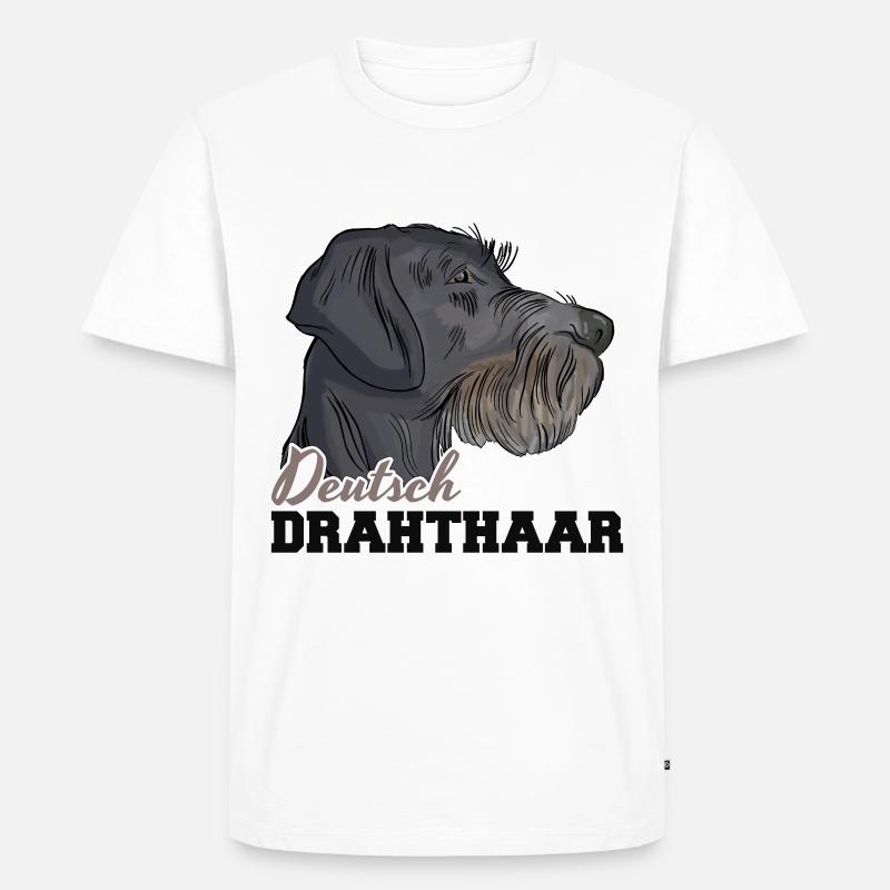 Deutsch Drahthaar Jagdhund Hund - Männer Premium Bio T-Shirt - Weiß