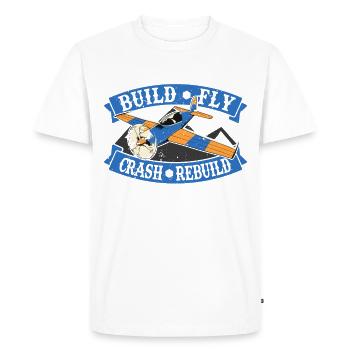 Build Fly Crash Rebuild model airplane gift - Men's Premium Organic T-Shirt - white - Front - Nico (187cm)