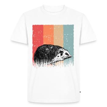 Hedgehog Retro Vintage Hedgehog Autumn Animal Gift - Men's Premium Organic T-Shirt - white - Front - Nico (187cm)