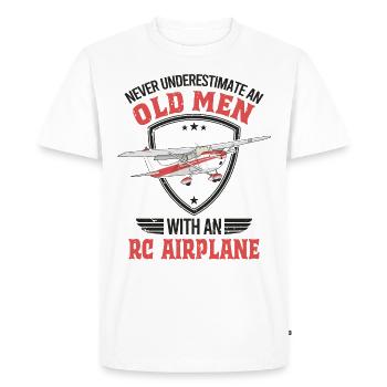 Never underestimate an old men with an RC Airplane - Men's Premium Organic T-Shirt - white - Front - Nico (187cm)