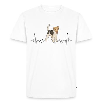 Fox Terrier Heartbeat Fox Terrier à poil dur - T-shirt Premium bio Homme - blanc - Devant - Nico (187cm)