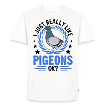 I just really like pigeons Taube Taubenzüchter - Men's Premium Organic T-Shirt - white - Front - Nico (187cm)