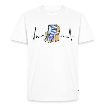 Beach chair heartbeat North Sea Sylt Baltic Sea beach - Men's Premium Organic T-Shirt - white - Front - Nico (187cm)