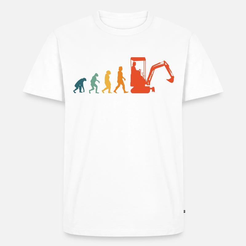 Baggerführer Evolution Retro Bagger Baggerfahrer - Männer Premium Bio T-Shirt - Weiß