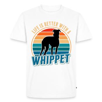 Life is better with a Whippet lévriers Sighthound - T-shirt Premium bio Homme - blanc - Devant - Nico (187cm)