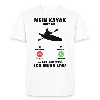 Mein Kayak ruft an Kajakfahrer Paddelsport Kanu - Männer Premium Bio T-Shirt - Weiß - Vorne - Nico (187cm)