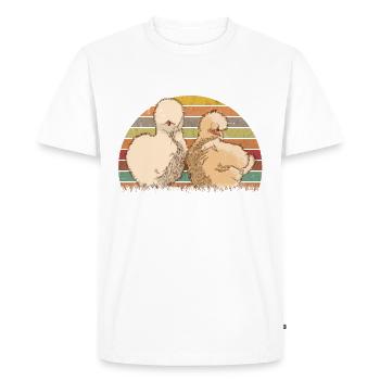 Poulet de soie rétro Poulets de soie Vintage Silkie - T-shirt Premium bio Homme - blanc - Devant - Nico (187cm)