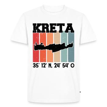 Crète Coordonnées Grèce Vacances Voyage - T-shirt Premium bio Homme - blanc - Devant - Nico (187cm)