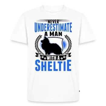 Sheltie Mann Berger Shetland - T-shirt Premium bio Homme - blanc - Devant - Nico (187cm)