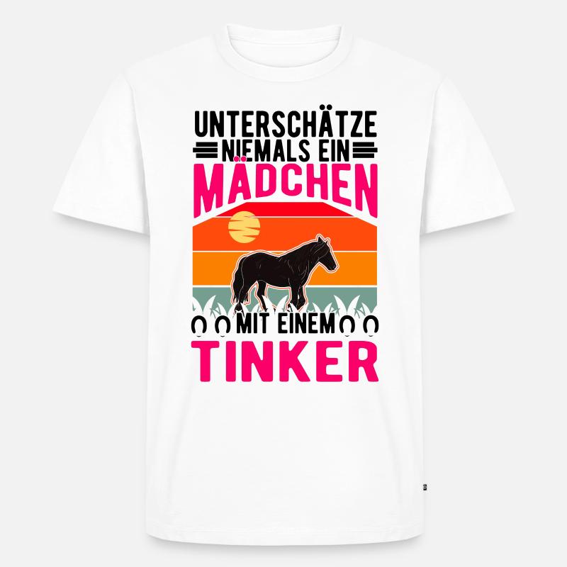 Irish Tinker Pferd Mädchen Tinkerpferd - Männer Premium Bio T-Shirt - Weiß