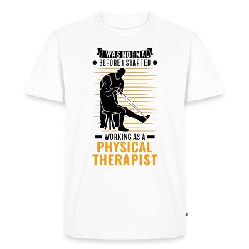 Physiothérapie Physiothérapie Physiothérapeute - T-shirt Premium bio Homme - blanc - Devant - Nico (187cm)