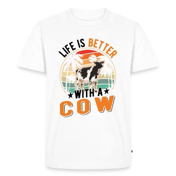 La vie est meilleure avec une vache vache vache vache vache - T-shirt Premium bio Homme - blanc - Devant - Nico (187cm)