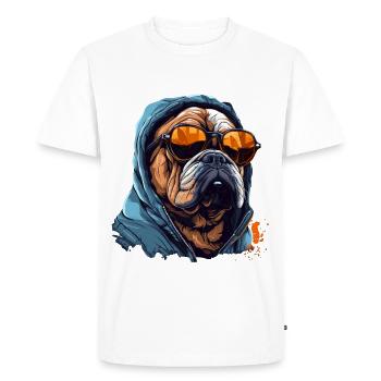 Urban Bulldog: Streetwise Bulldog Vibes - T-shirt Premium bio Homme - blanc - Devant - Nico (187cm)