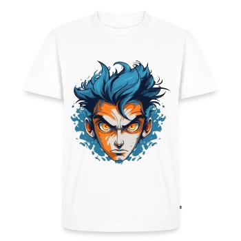 Sapphire Fury: Unleash Your Inner Power - Men's Premium Organic T-Shirt - white - Front - Nico (187cm)