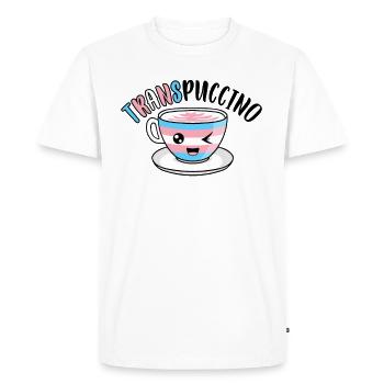 Cappuccino Trans Drapeau Trans Café - T-shirt Premium bio Homme - blanc - Devant - Nico (187cm)