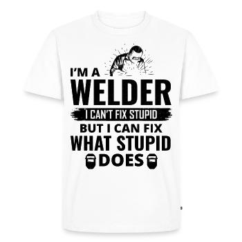 Soudeur Métal Construction Ferronnerie - T-shirt Premium bio Homme - blanc - Devant - Nico (187cm)