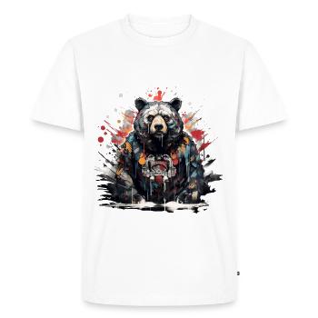 Roaring Bear. Graffiti-style strength. - Men's Premium Organic T-Shirt - white - Front - Nico (187cm)
