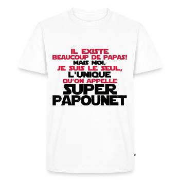 super papounet le seul - T-shirt Premium bio Homme - blanc - Devant - Nico (187cm)