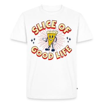 PIZZA TRANCHE DE BONNE VIE - T-shirt Premium bio Homme - blanc - Devant - Nico (187cm)
