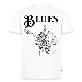 Guitariste de musique blues - T-shirt Premium bio Homme - blanc - Devant - Nico (187cm)