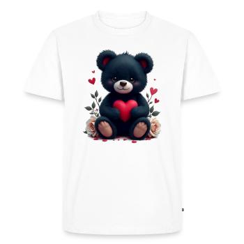 Teddy noir avec coeur - T-shirt Premium bio Homme - blanc - Devant - Nico (187cm)