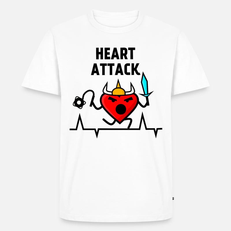 Herzinfarkt, Wikinger-Barbarenherz, Frequenz - Männer Premium Bio T-Shirt - Weiß