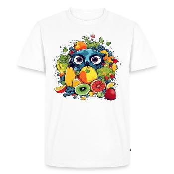 Hibi la chouette dans les fruits - T-shirt Premium bio Homme - blanc - Devant - Nico (187cm)