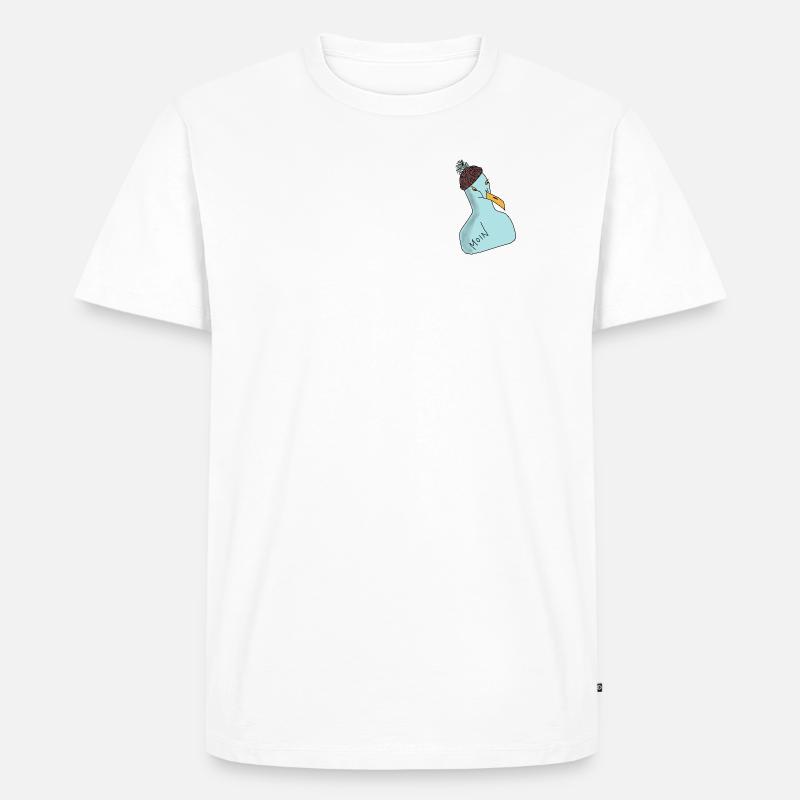 Möwe mit Pudelmütze - Männer Premium Bio T-Shirt - Weiß