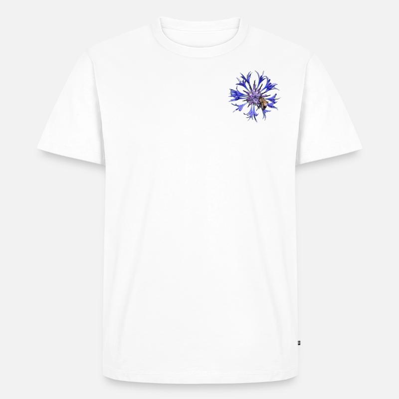 Blaue Blume - Männer Premium Bio T-Shirt - Weiß