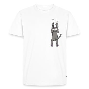 Chat gris - T-shirt Premium bio Homme - blanc - Devant - Nico (187cm)