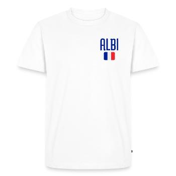 Albi France Flag Emblem - Men's Premium Organic T-Shirt - white - Front - Nico (187cm)
