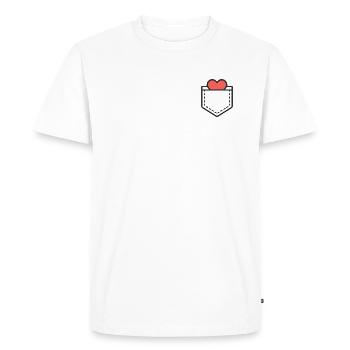 Cœur en poche I - T-shirt Premium bio Homme - blanc - Devant - Nico (187cm)