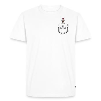 Hen Pocket - Men's Premium Organic T-Shirt - white - Front - Nico (187cm)