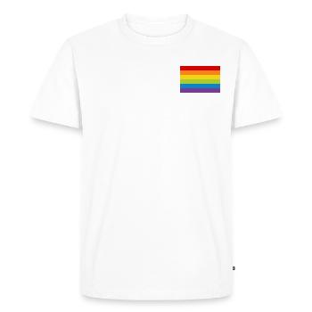 Affiche arc-en-drapeau drapeau LGBT arc-en-ciel - T-shirt Premium bio Homme - blanc - Devant - Nico (187cm)