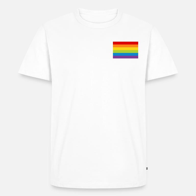 Affiche arc-en-drapeau drapeau LGBT arc-en-ciel - T-shirt Premium bio Homme - blanc