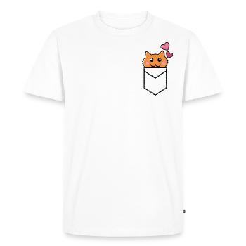 Cat chat pocket - T-shirt Premium bio Homme - blanc - Devant - Nico (187cm)