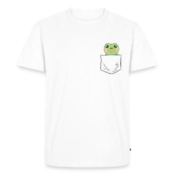 Sweet Frog Breast Pocket - Grenouille sur la poitrine gauche - T-shirt Premium bio Homme - blanc - Devant - Nico (187cm)