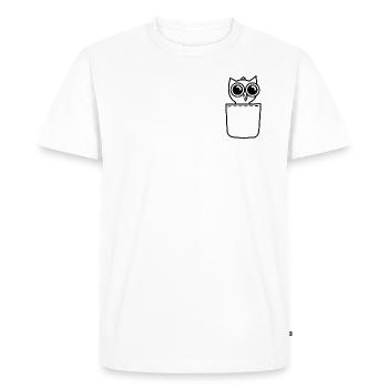 Cute baby owl in breast pocket Pocket-sized eagle owl - Men's Premium Organic T-Shirt - white - Front - Nico (187cm)