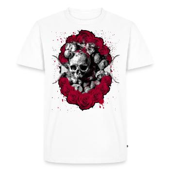 Roses Skull Gothic Death Skull Skull - Men's Premium Organic T-Shirt - white - Front - Nico (187cm)