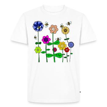Fleurs. Coloré et beau. - T-shirt Premium bio Homme - blanc - Devant - Nico (187cm)