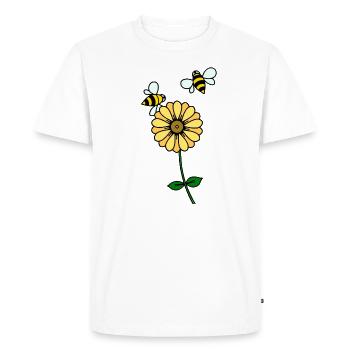 Bouton d'or avec deux abeilles - T-shirt Premium bio Homme - blanc - Devant - Nico (187cm)