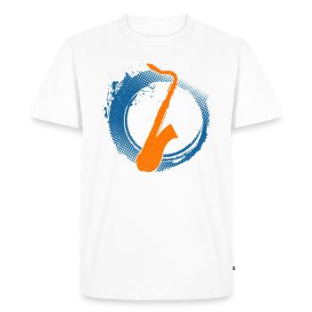Saxophone Jazz Musicien Instruments - T-shirt Premium bio Homme - blanc - Devant - Nico (187cm)