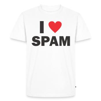 Spam mail email cadeau d'anniversaire - T-shirt Premium bio Homme - blanc - Devant - Nico (187cm)