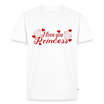 I Love you Princess avec des diamants et des coeurs - T-shirt Premium bio Homme - blanc - Devant - Nico (187cm)