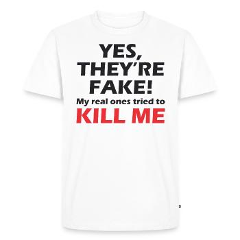 Cancer du sein sein victoire seins femme femme silicone - T-shirt Premium bio Homme - blanc - Devant - Nico (187cm)