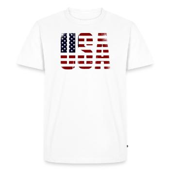 États Unis - T-shirt Premium bio Homme - blanc - Devant - Nico (187cm)