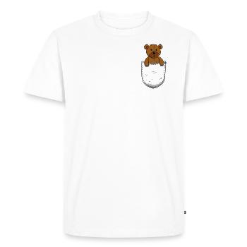 Teddy bear in pocket - Men's Premium Organic T-Shirt - white - Front - Nico (187cm)