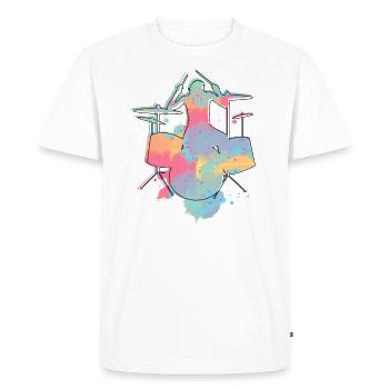 drummer - Men's Premium Organic T-Shirt - white - Front - Nico (187cm)